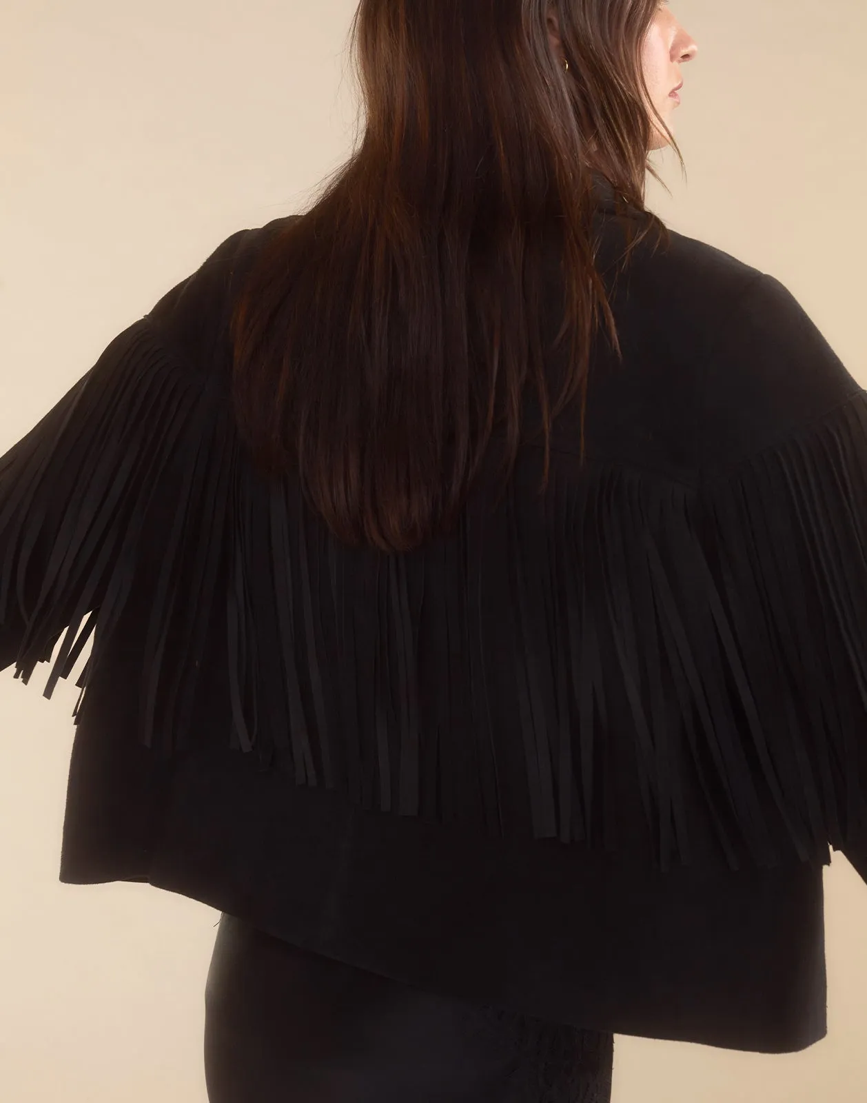 Carrie Cropped Fringe Suede Jacket