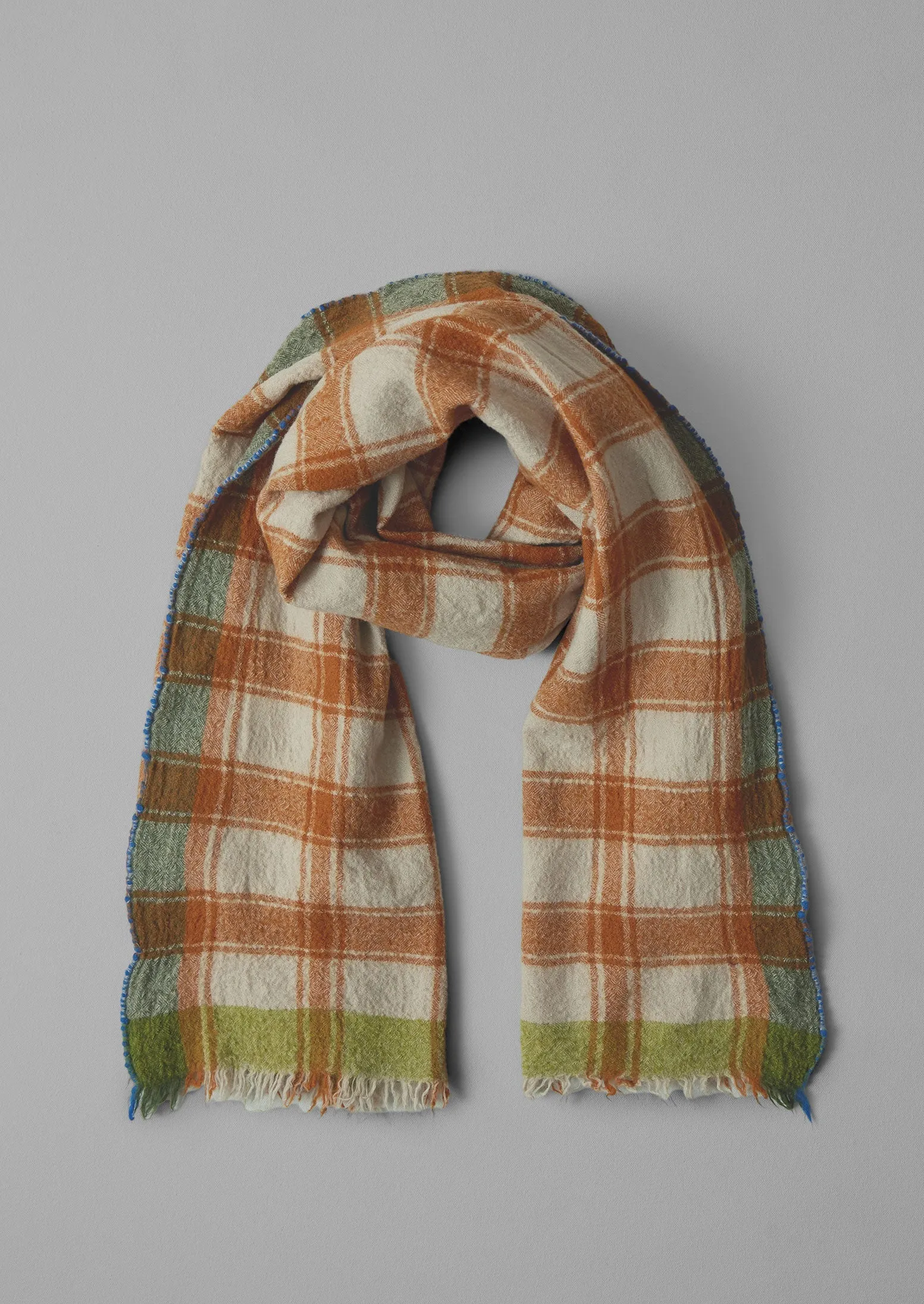 Check Hand Woven Scarf | Rust