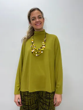 Chive Green Bethany Long Sleeve Cowl Neck Top