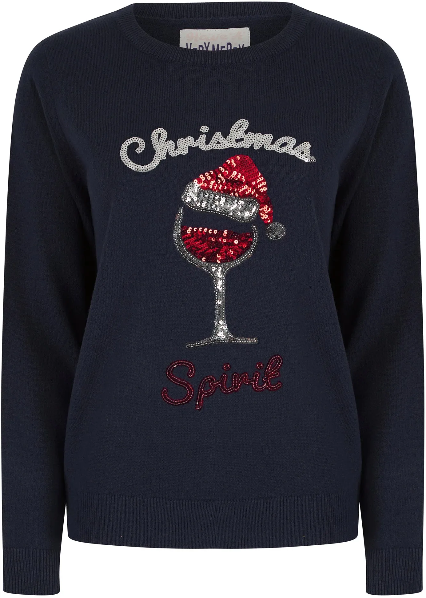 Christmas Santa Wine Womens Christmas Jumper - Ink