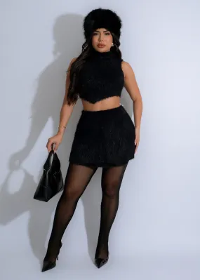 Cloud Nine Knit Skirt Set Black