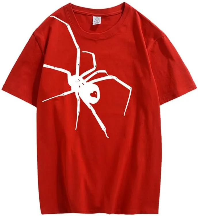 CORIRESHA Teen Halloween Spider Graphics T-Shirt Simple Crewneck Short Sleeve Summer Top