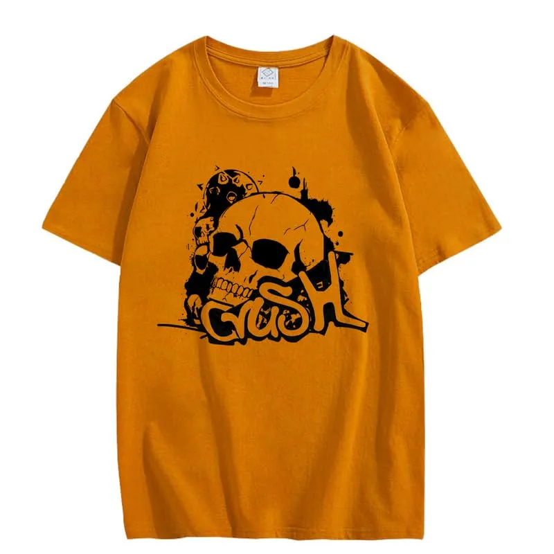 CORIRESHA Teen Skull Y2K Graphic Crewneck Short Sleeve Cotton Halloween Gothic T-Shirt