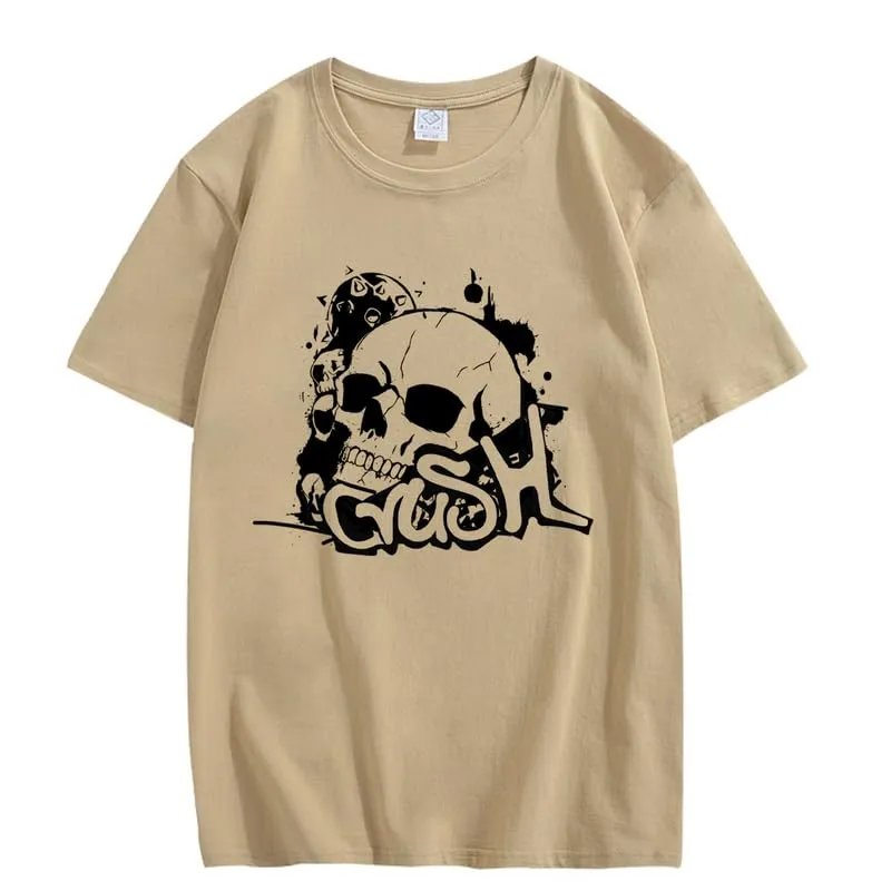 CORIRESHA Teen Skull Y2K Graphic Crewneck Short Sleeve Cotton Halloween Gothic T-Shirt