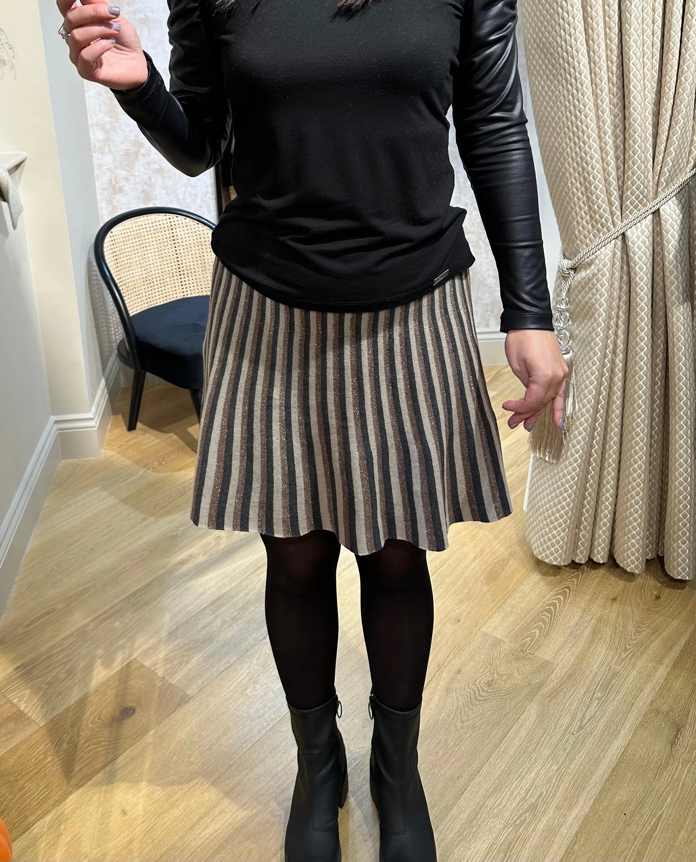 Costa Mani Black And Gold Stripe Skirt