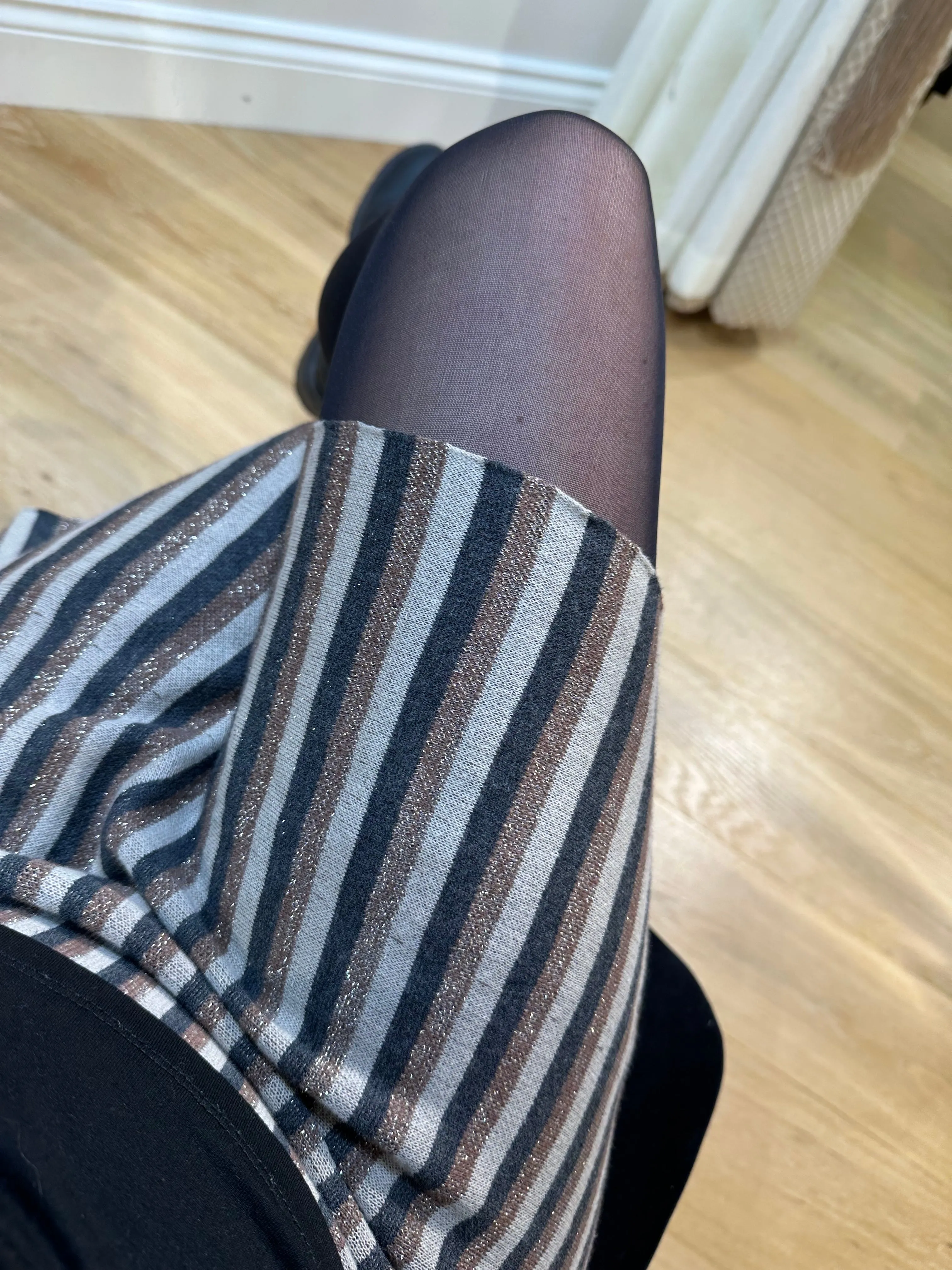 Costa Mani Black And Gold Stripe Skirt