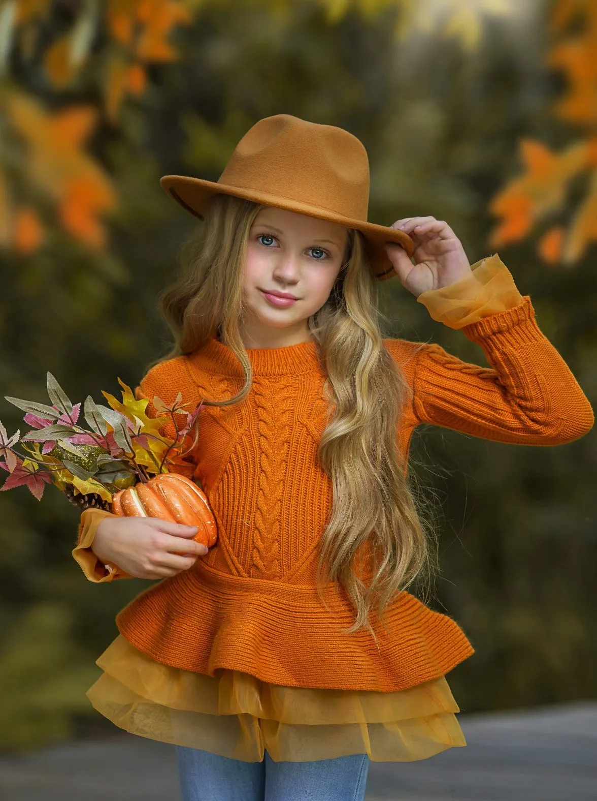 Cute As Pie Pumpkin Cable Knit Tutu Sweater