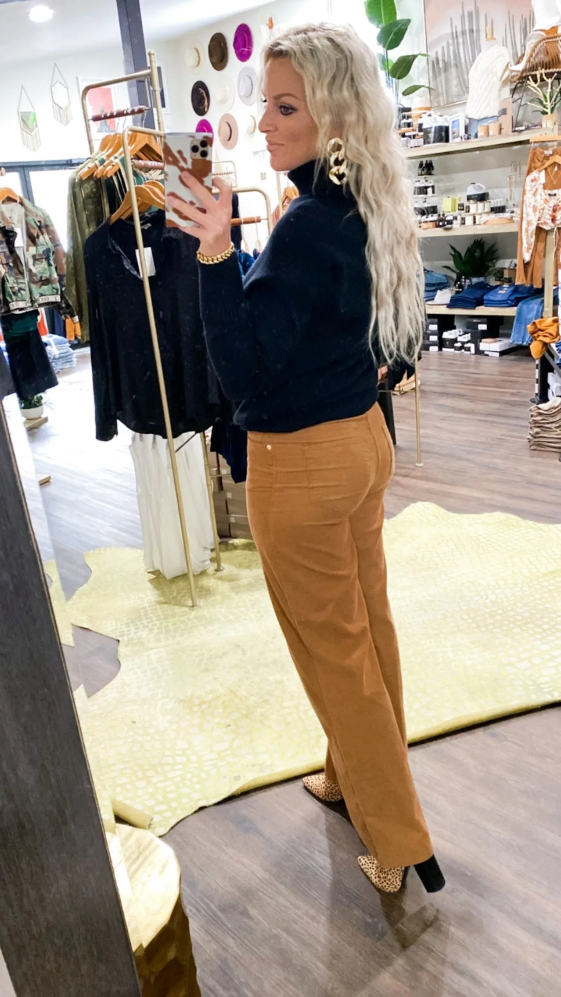 Dear John 'Fiona' Wide Leg Super High Rise Corduroy Pants in Dark Tan