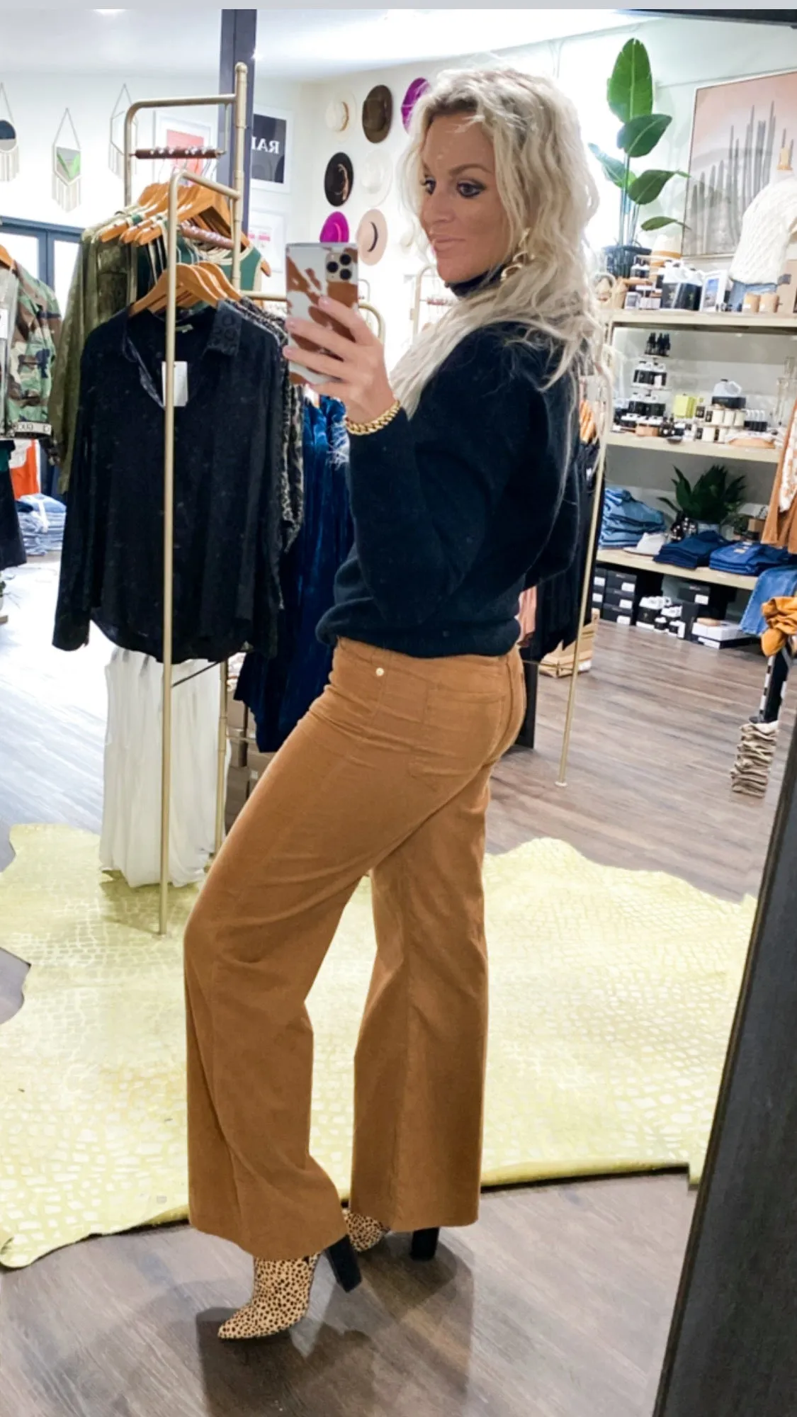 Dear John 'Fiona' Wide Leg Super High Rise Corduroy Pants in Dark Tan