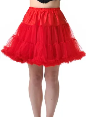 Deluxe Fluffy Red Thigh Length Womens Petticoat