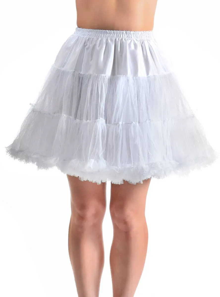 Deluxe Fluffy White Thigh Length Womens Petticoat