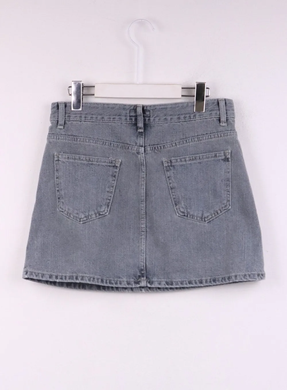 Denim Mid Waist Solid Skirt CJ429