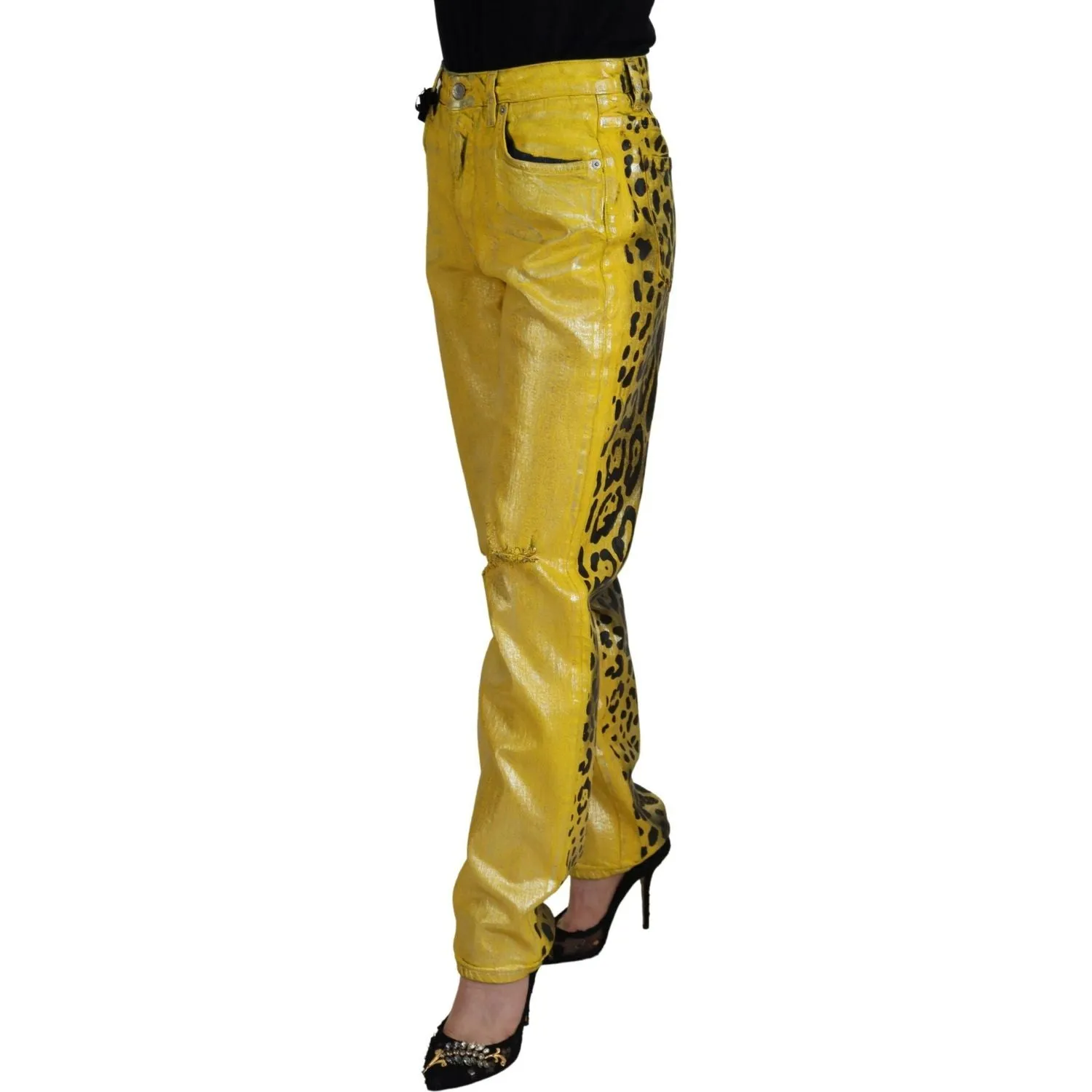 Dolce & Gabbana Chic High Waist Straight Jeans in Vibrant Yellow