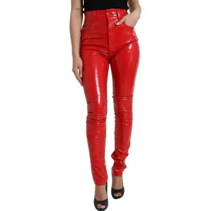 Dolce & Gabbana High Waist Red Skinny Pants - Sleek and Chic