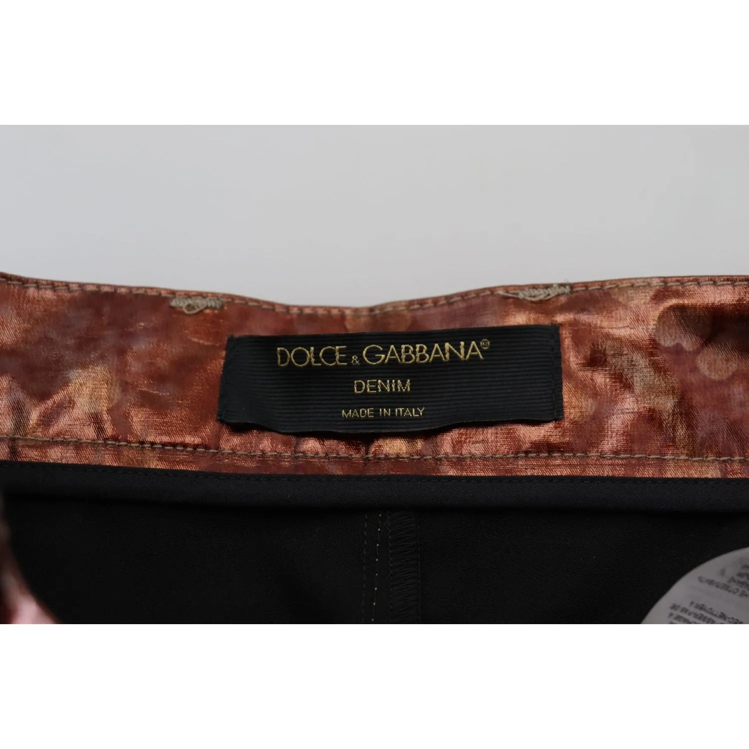 Dolce & Gabbana High Waist Skinny Jeans in Metallic Bronze