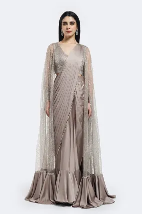 Drape Saree With Cape Jacket