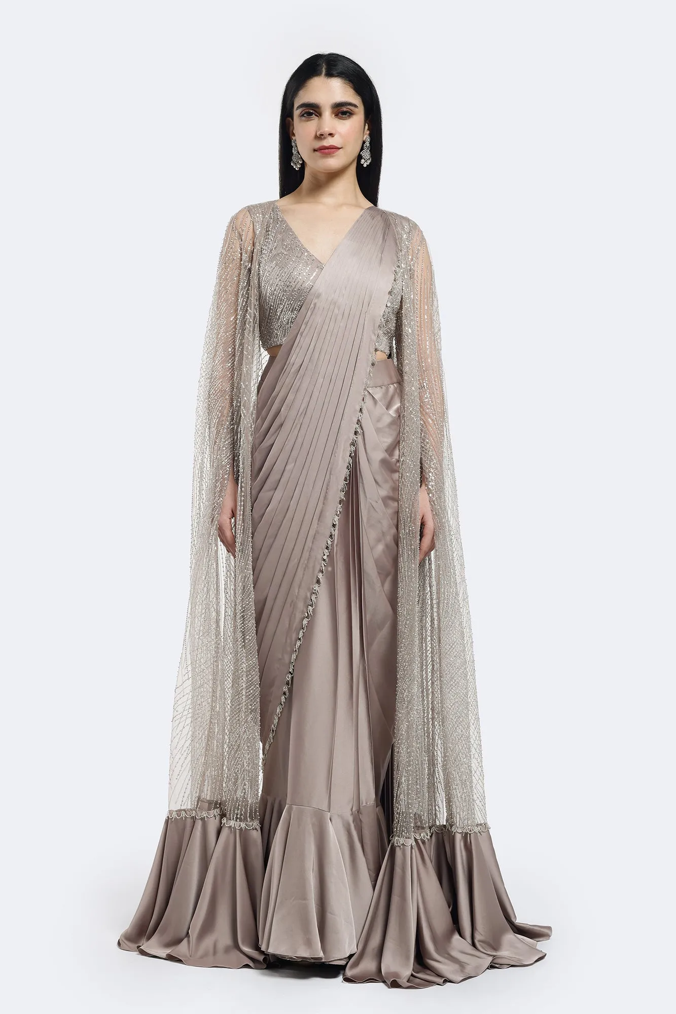 Drape Saree With Cape Jacket