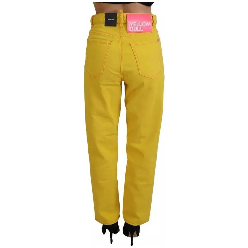 Dsquared² Yellow Cotton High Waist Straight Denim Boston Jeans