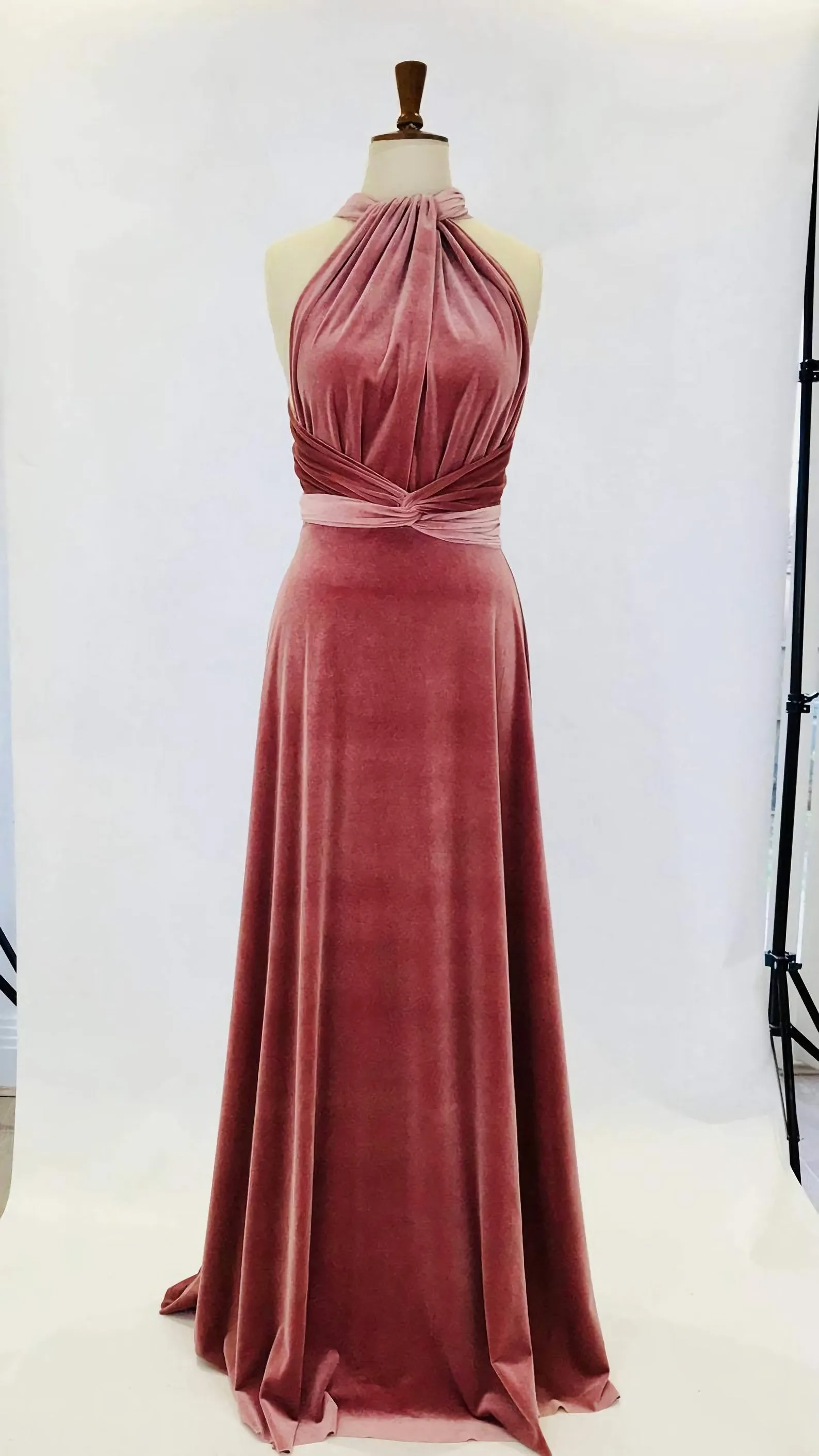 Dusky Pink Velvet Dress Infinity Dress Bridesmaid Dress Prom Dress Ball Gown Long Dress Evening Dress Convertible Dress Party Dress