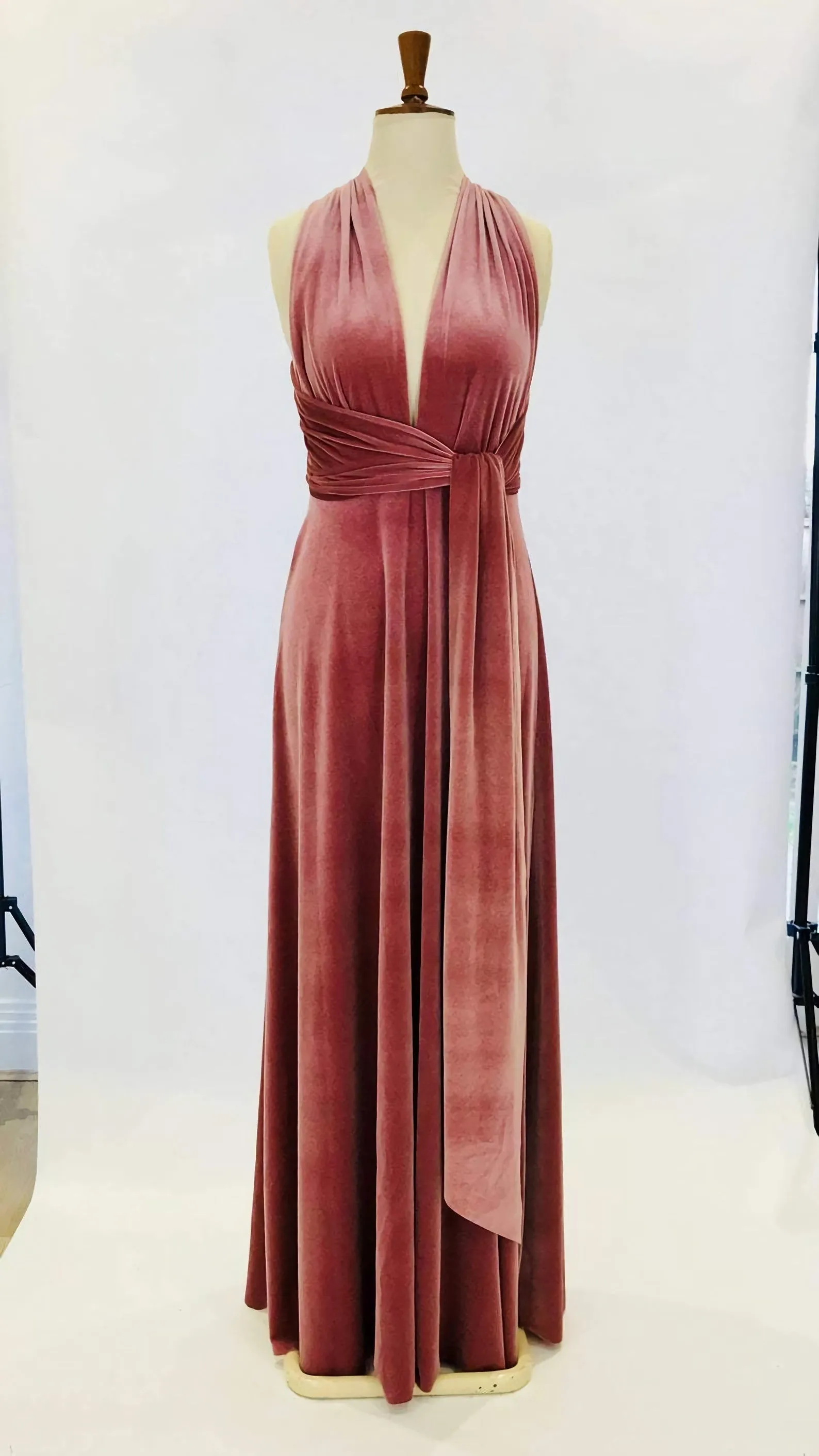 Dusky Pink Velvet Dress Infinity Dress Bridesmaid Dress Prom Dress Ball Gown Long Dress Evening Dress Convertible Dress Party Dress