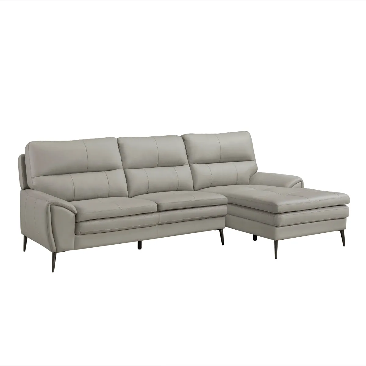 Essex Modern Leather Sofa-Sectional - Top Grain Leather & Faux Leather-Match