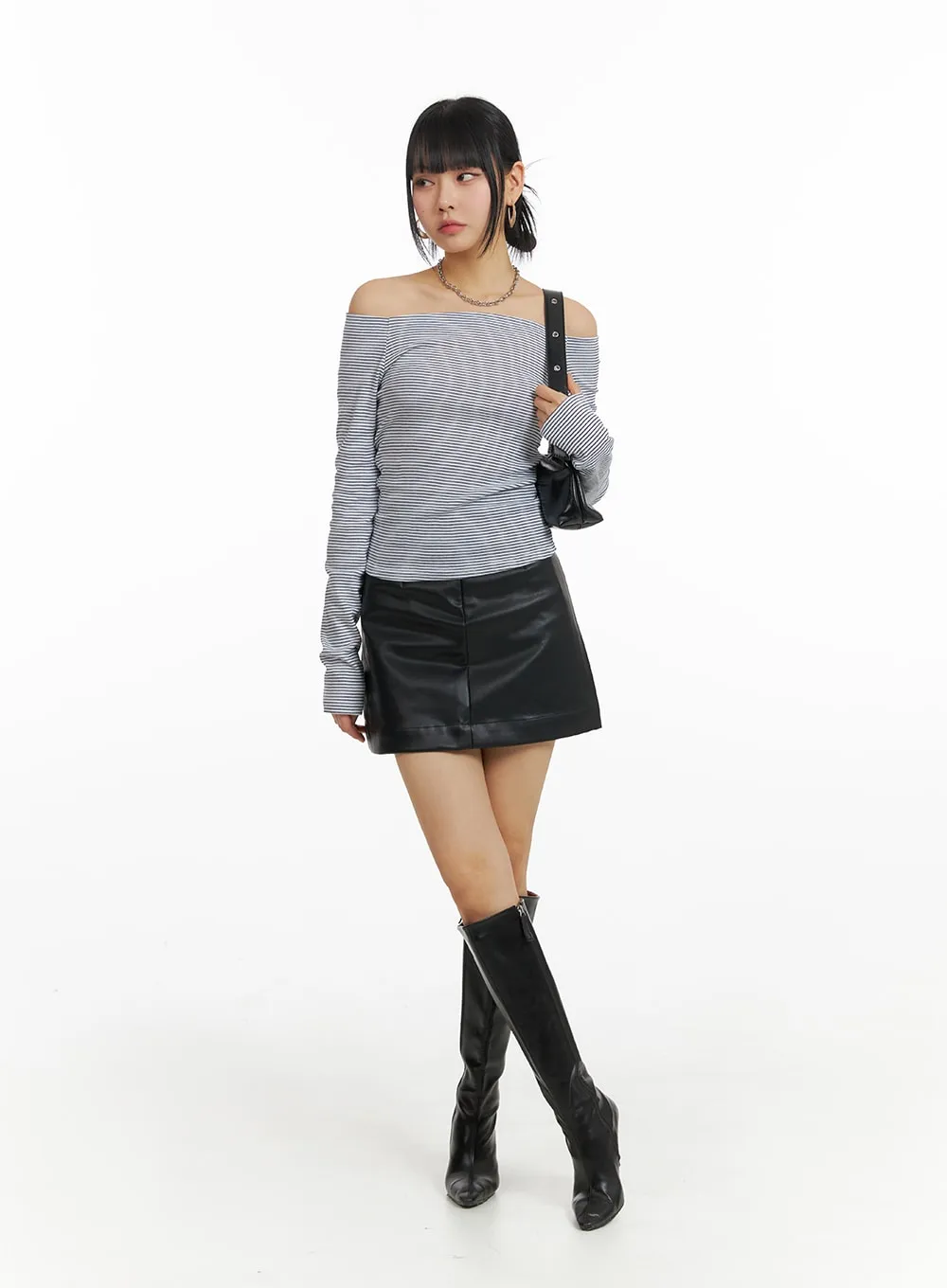 Faux Leather Mini Skirt IM414