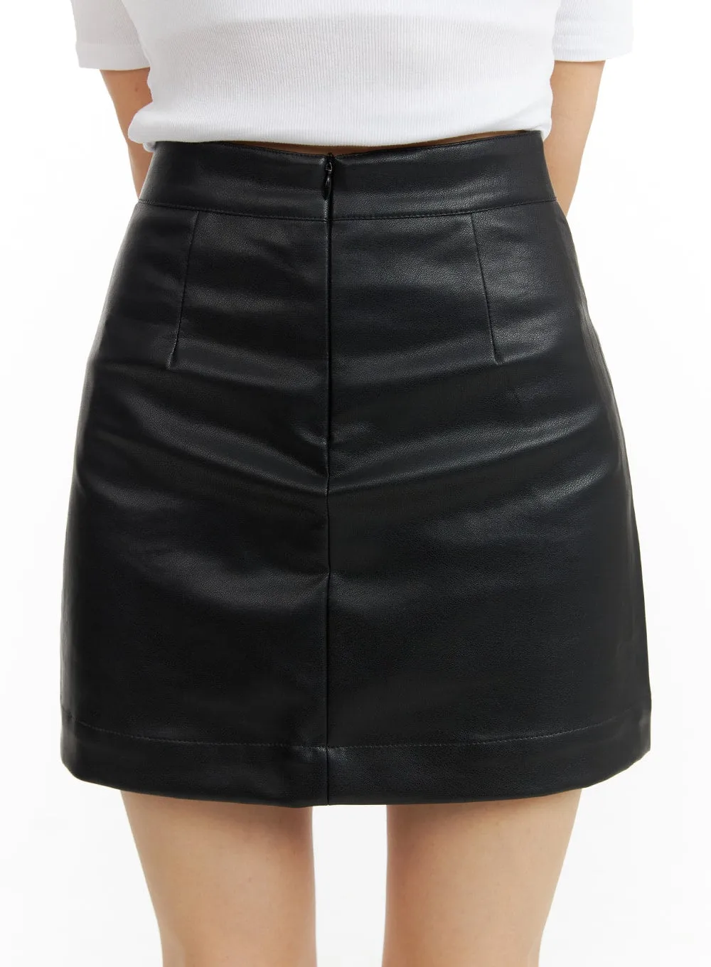 Faux Leather Mini Skirt IM414