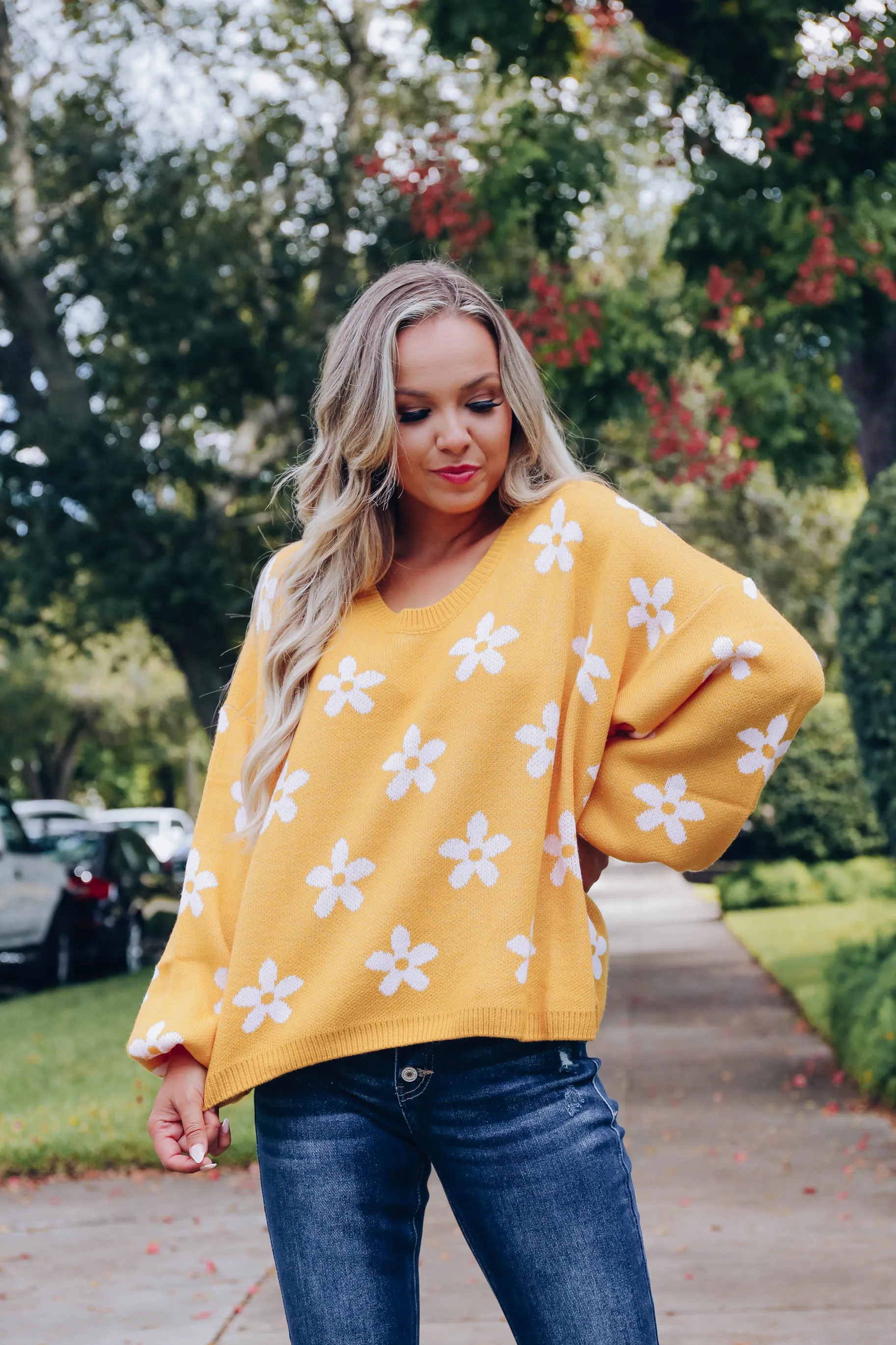 Field of Flowers Sweater - Mustard