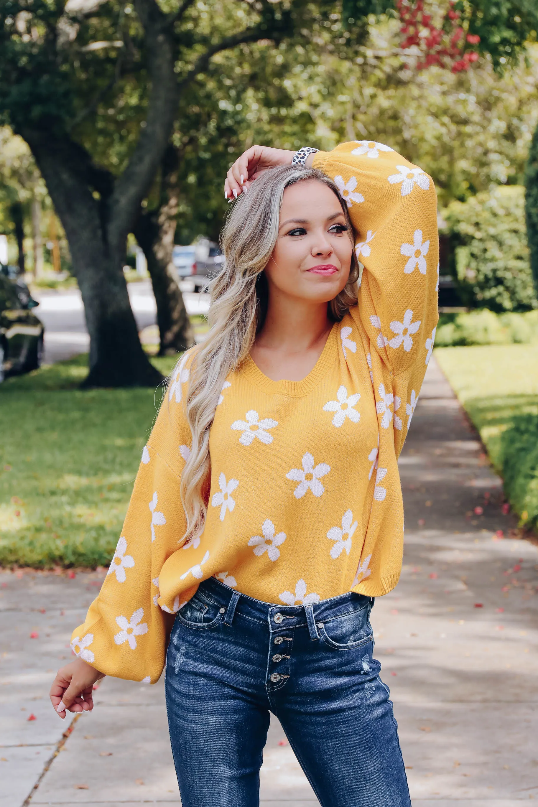 Field of Flowers Sweater - Mustard