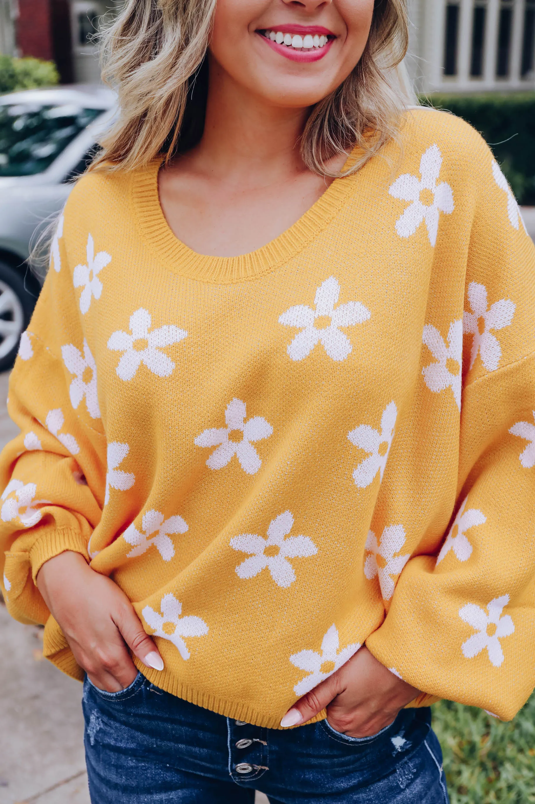 Field of Flowers Sweater - Mustard