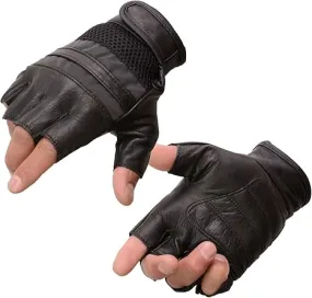 Fingerless Leather and Mesh Gloves