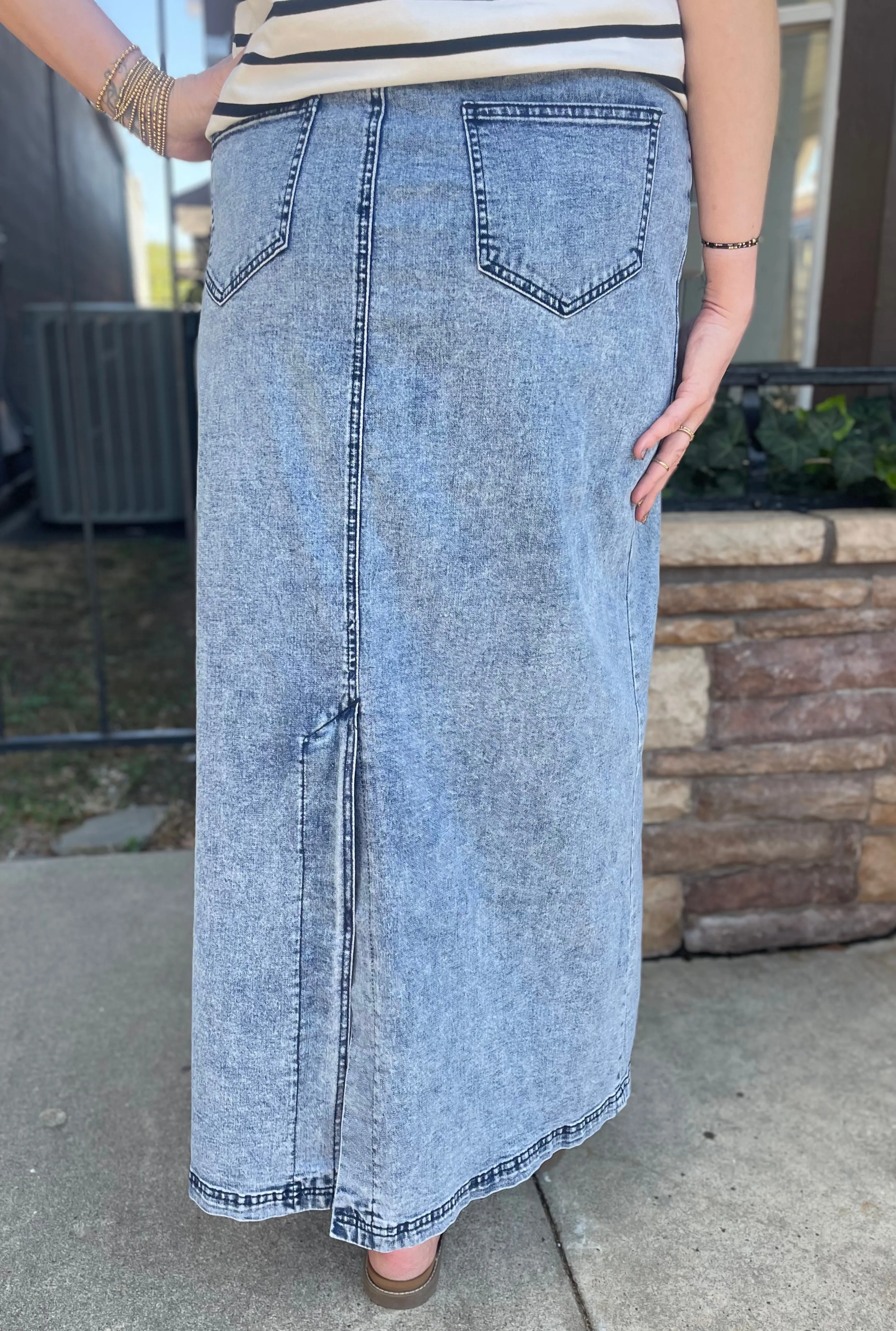 FLARE DENIM LONG SKIRT