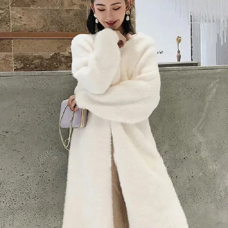 Fluffy Long Sleeve Winter Cardigan Sweater for Women