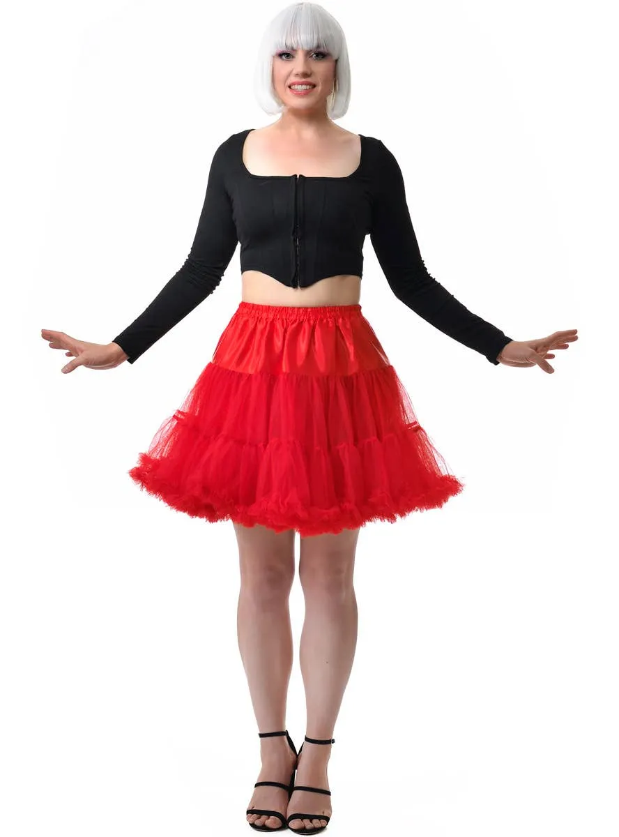 Fluffy Red Thigh Length Womens Plus Size Petticoat