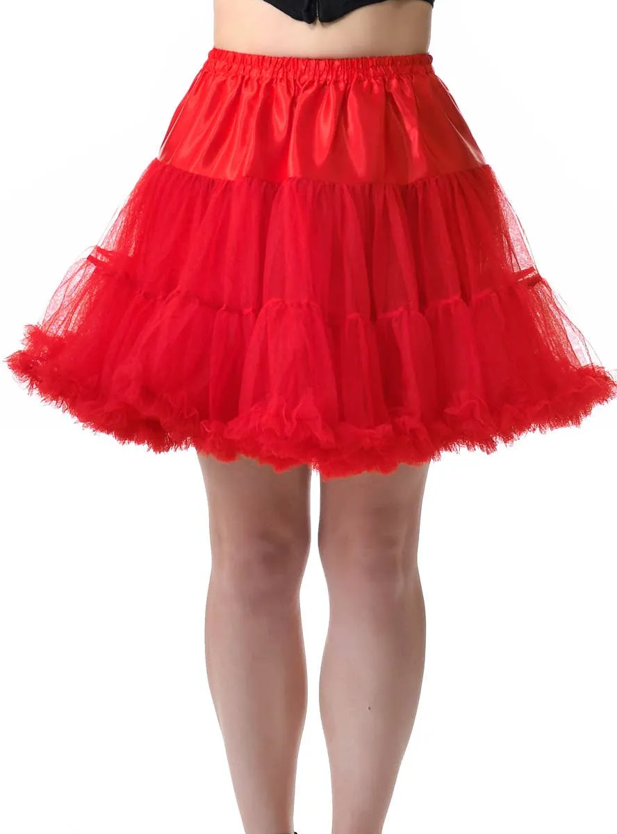 Fluffy Red Thigh Length Womens Plus Size Petticoat