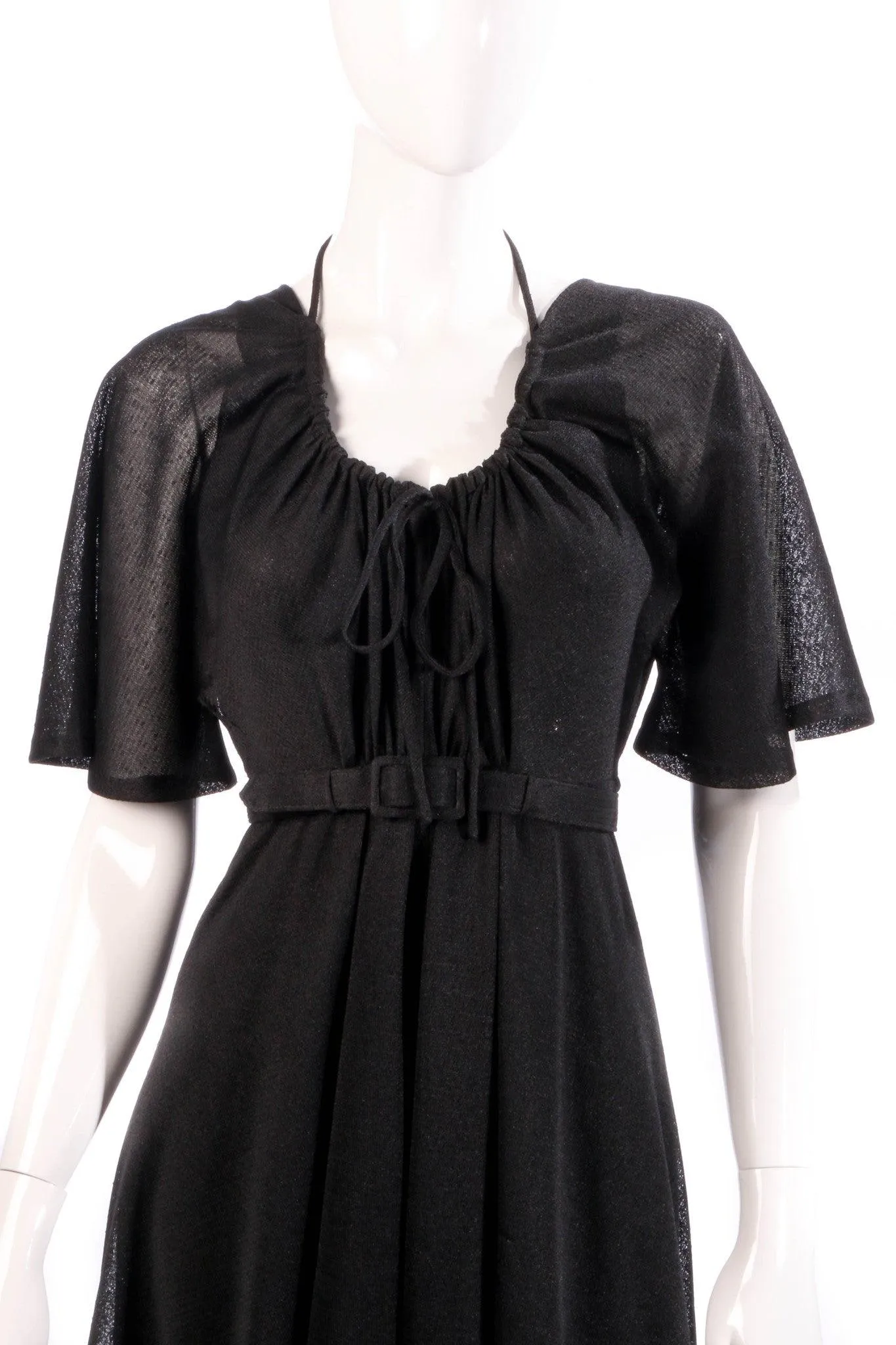 Frank Usher Vintage Tie Neck Dress Black Size 34 UK 6/8