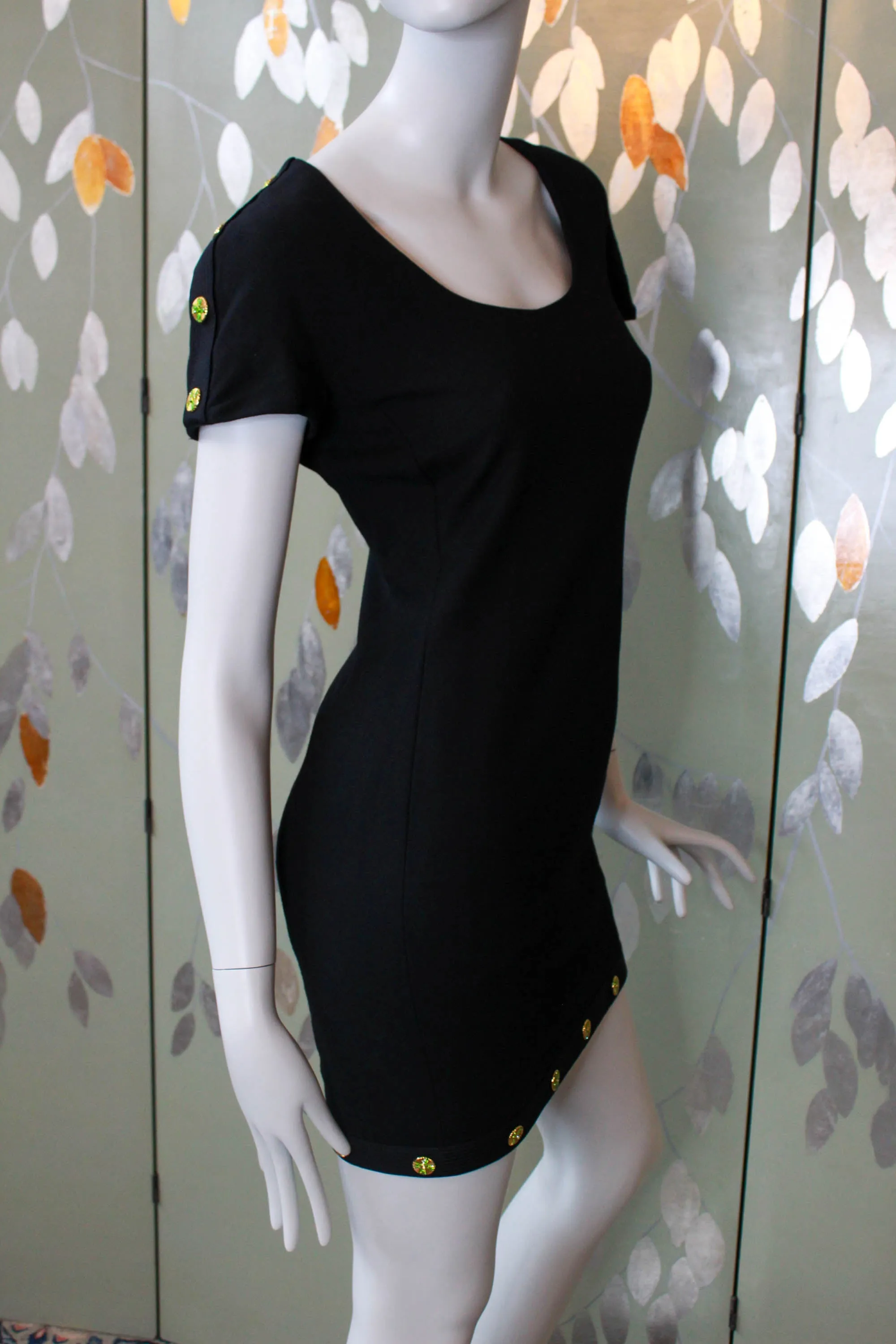 Gianni Versace Black Dress with Medallion Details, Small