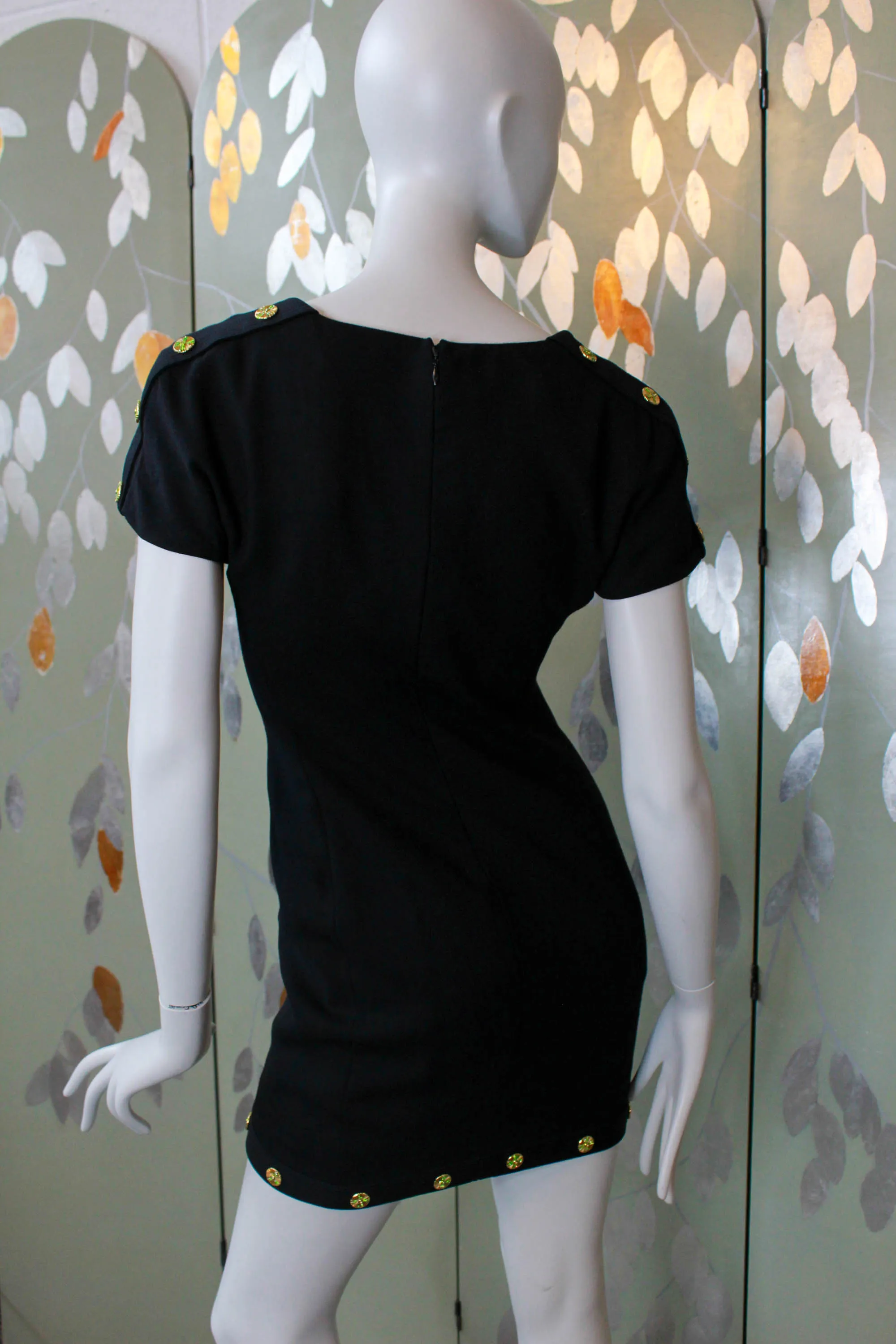 Gianni Versace Black Dress with Medallion Details, Small