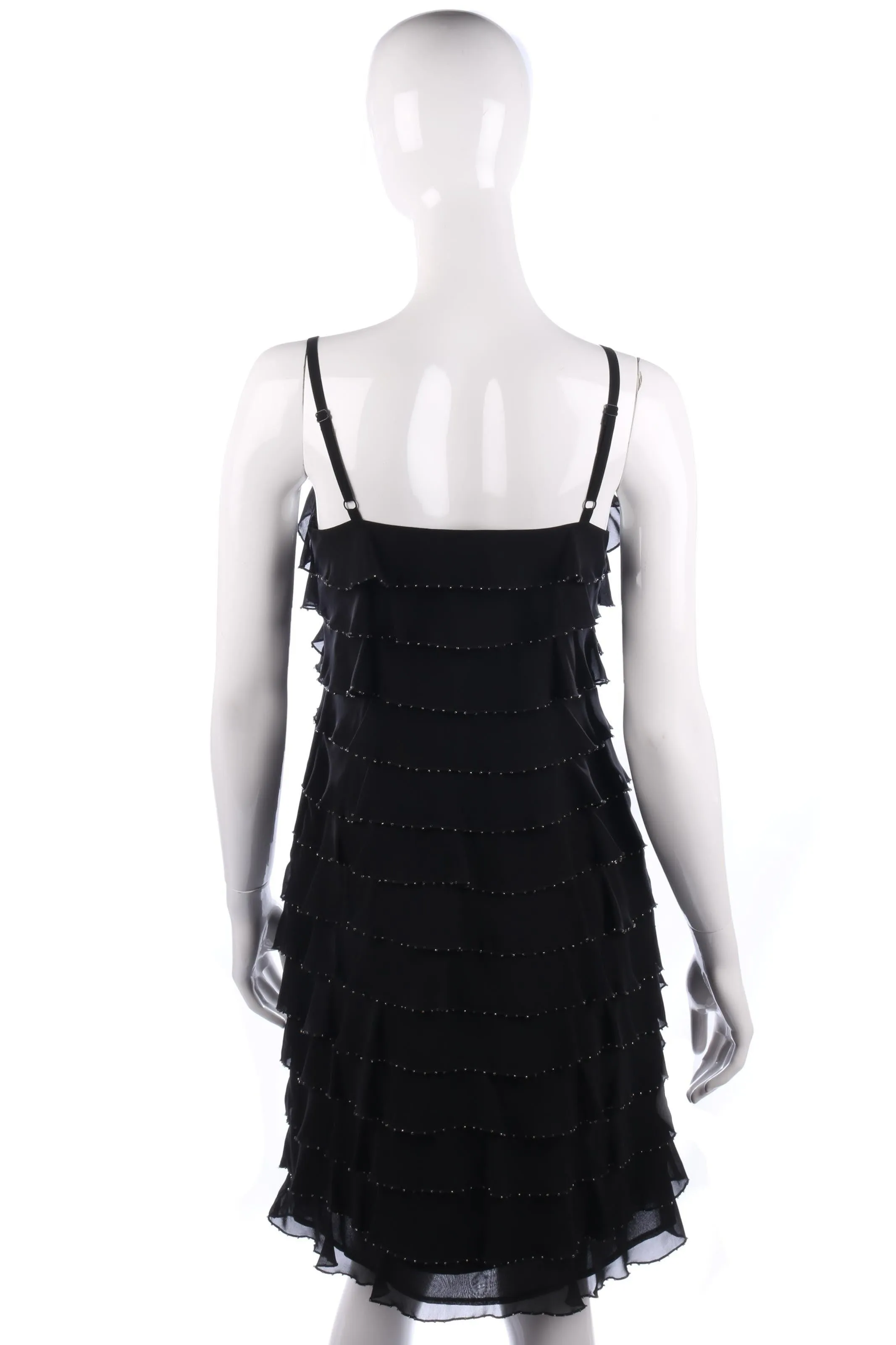 Gina Bacconi Pink Label Black Beaded 1920's Style Dress Size 10