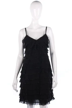 Gina Bacconi Pink Label Black Beaded 1920's Style Dress Size 10