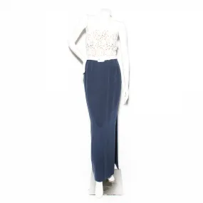 Haute Couture Lace and Navy Column Gown