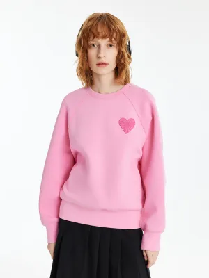 Heart-Shaped Embroidered Pullover Women Sweatshirt