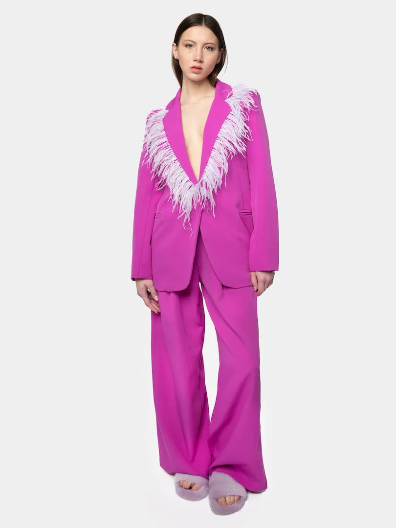 HOLLYWOOD - Oversized Magenta Feather Suit