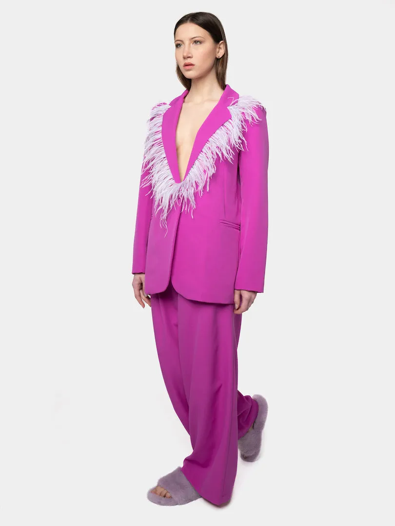 HOLLYWOOD - Oversized Magenta Feather Suit