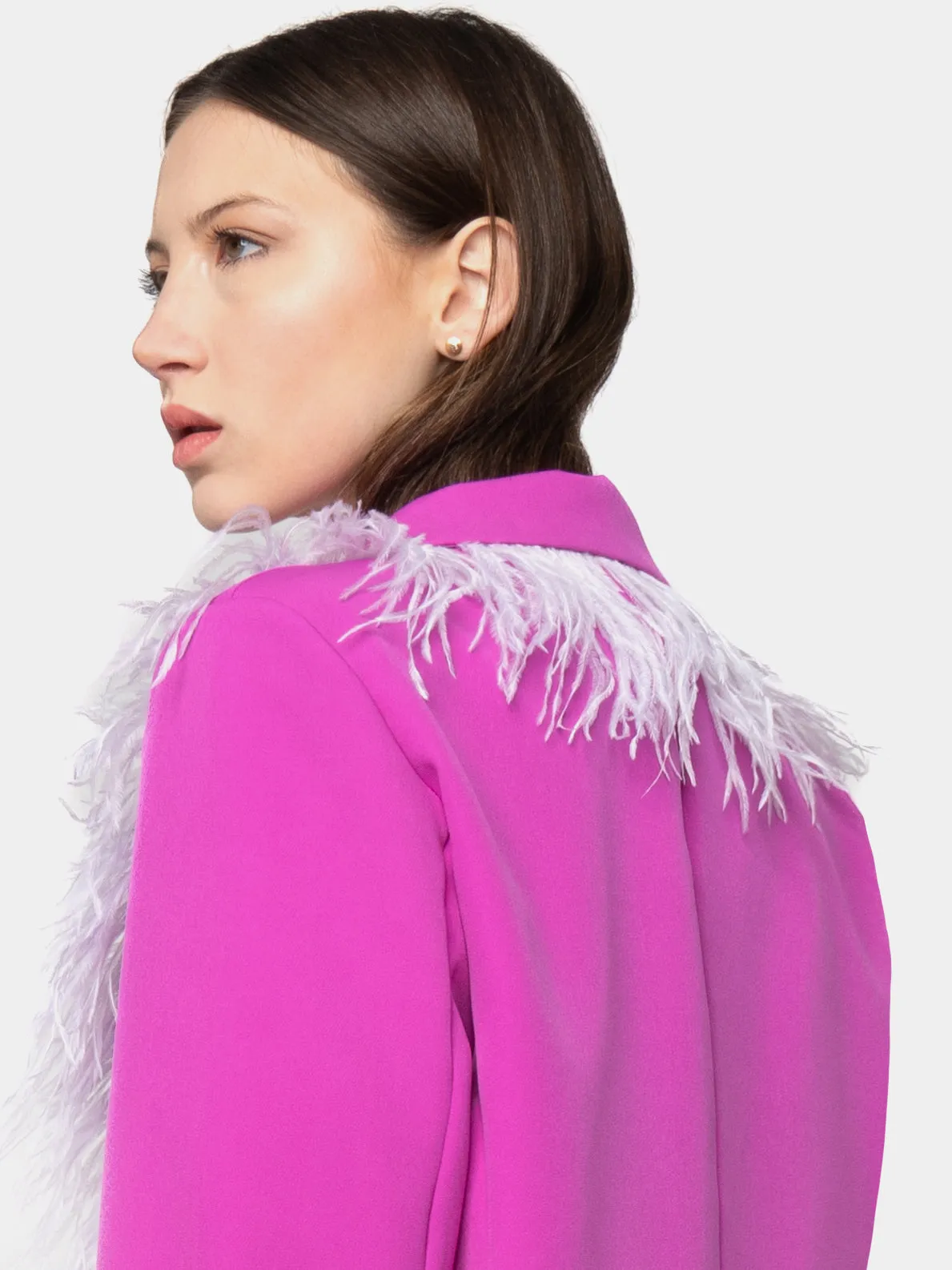 HOLLYWOOD - Oversized Magenta Feather Suit