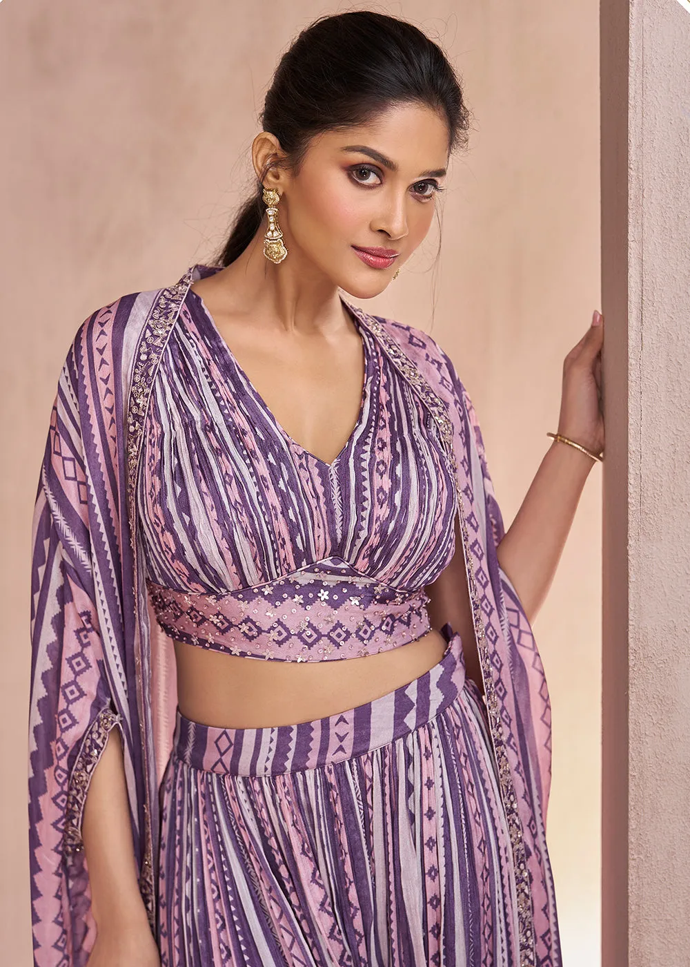 Indo Western Style Multicolor Party Wear Palazzo Suit