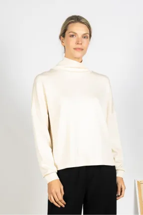 Inez Cowl Neck Long Sleeve Top - Eggshell