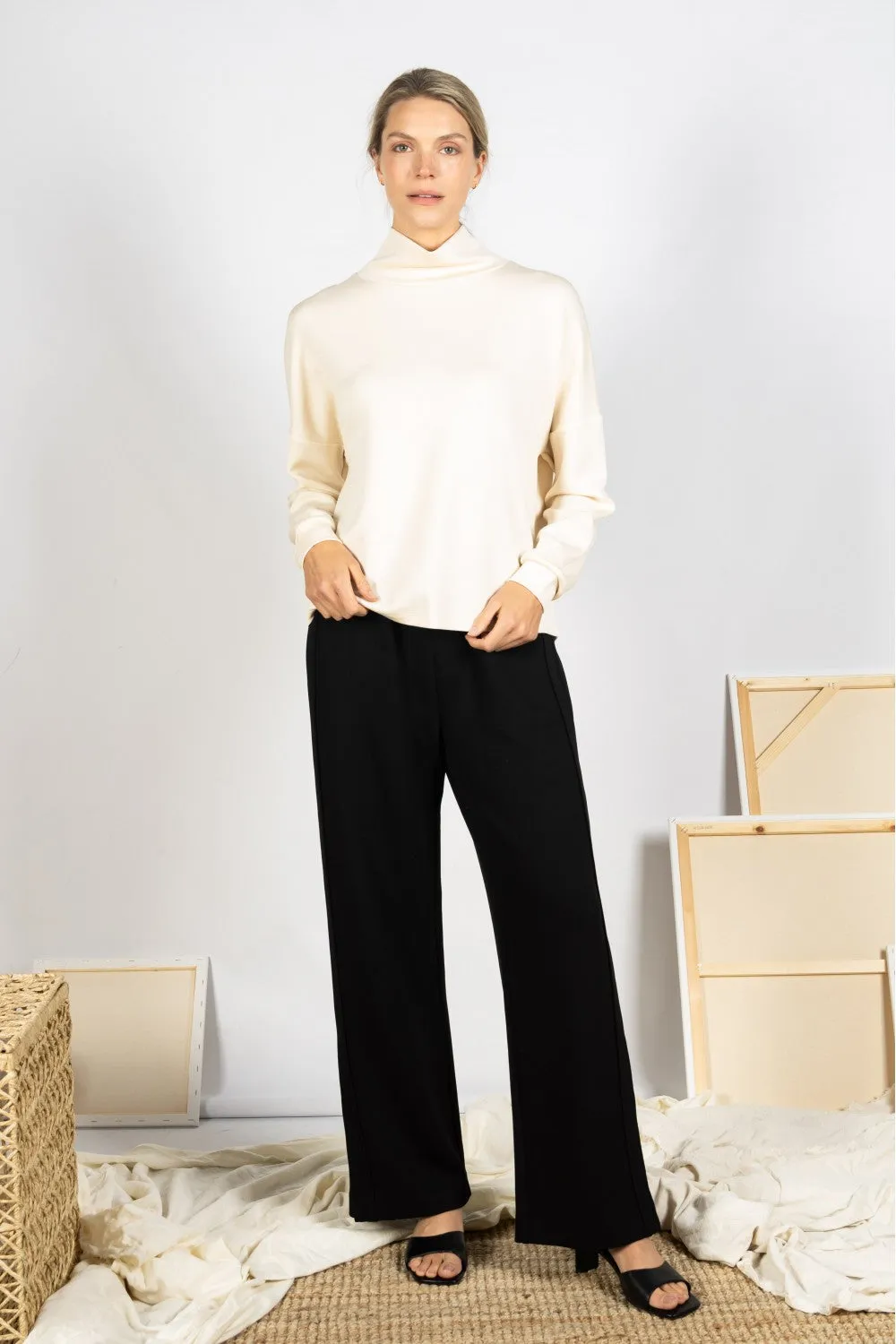 Inez Cowl Neck Long Sleeve Top - Eggshell