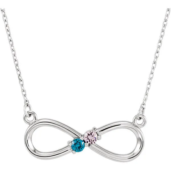 Infinity Mother's Family Birthstone Station Pendant Necklace