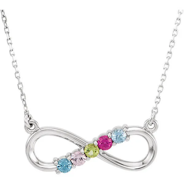 Infinity Mother's Family Birthstone Station Pendant Necklace